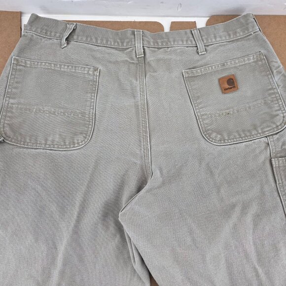 Carhart Carpenter Pants Mens Beige Straight 100% Cotton Heavy Denim B11  38 x 32 - Picture 3 of 8